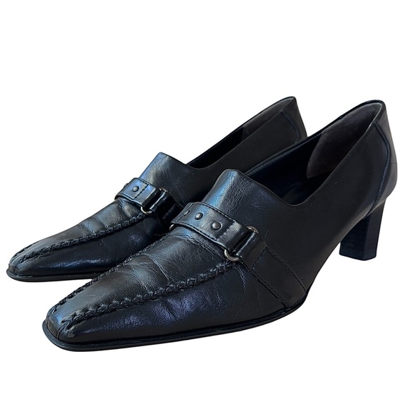 PAUL GREEN Black Leather Loafer Heels - Picture 4 of 12